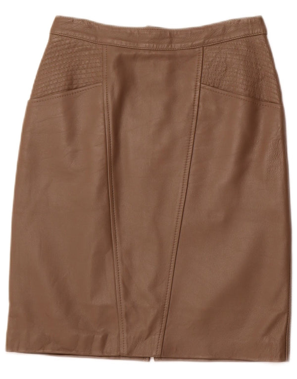 Fusta din piele pentru femei VINTAGE cu talie înaltă IT 42 Medium W26 Piele maro