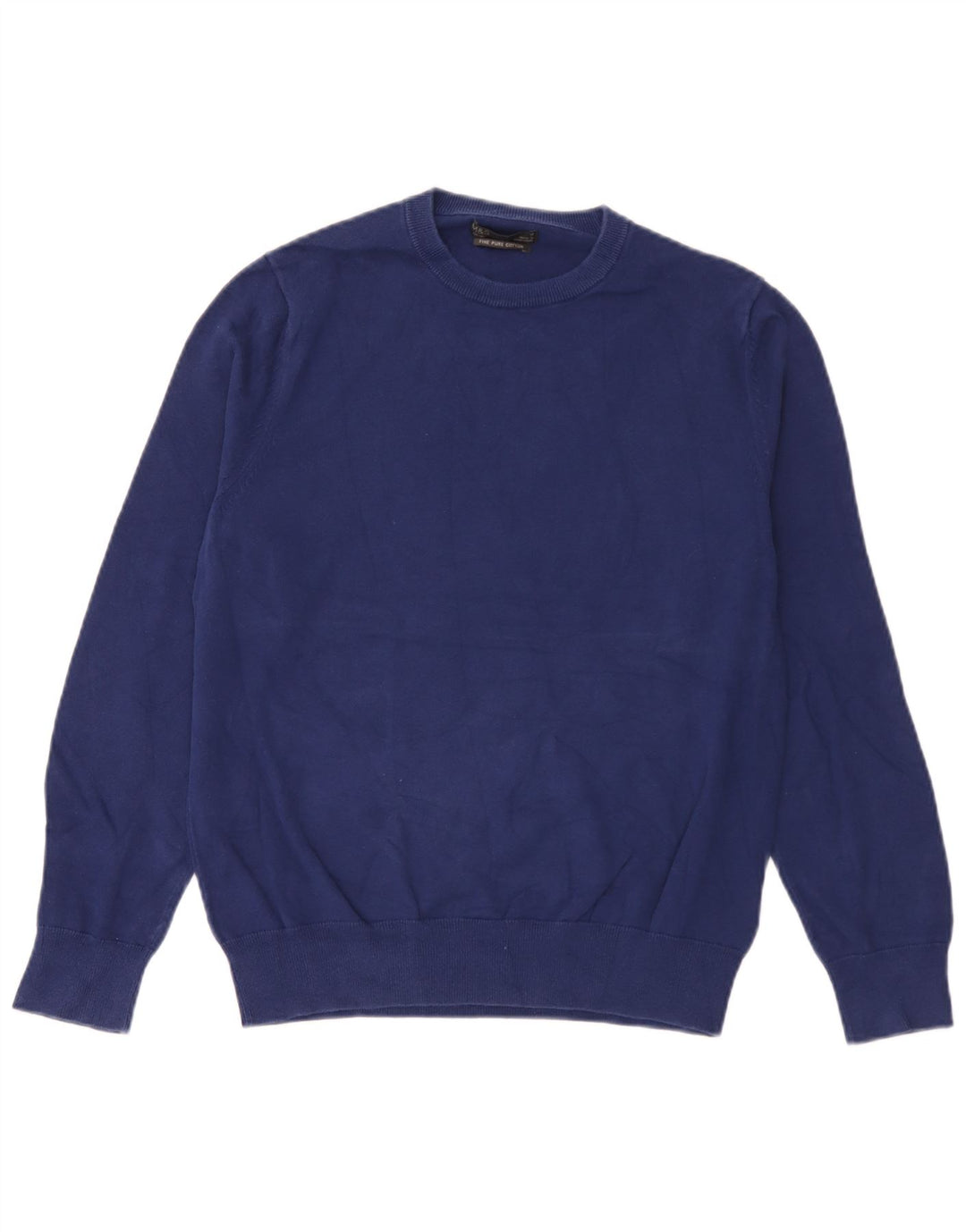 Pulover Massimo Dutti pentru bărbați cu gât roșu, bumbac albastru mediu