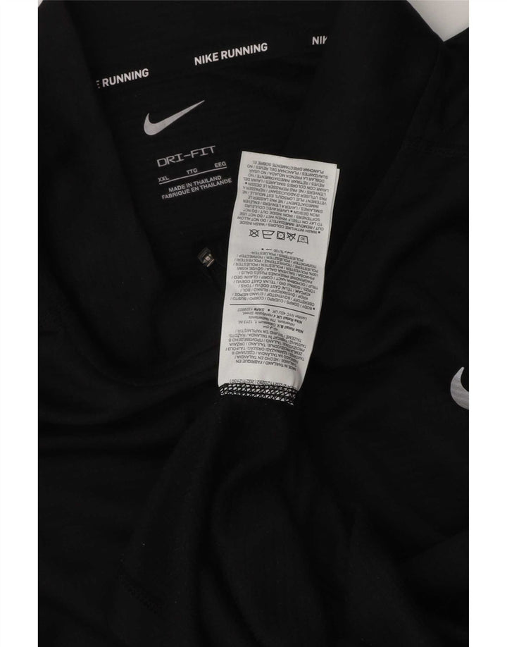 Top de trening pentru bărbați Dri Fit cu fermoar și gât, poliester negru 2XL