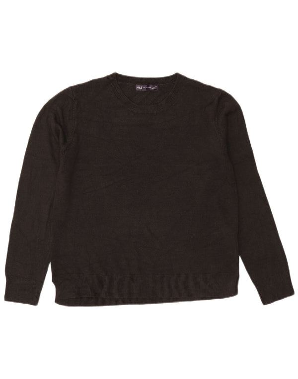 Marks & Spencer Womens Crew Neck Jumper Sweater UK 14 Large Black Acrylic
