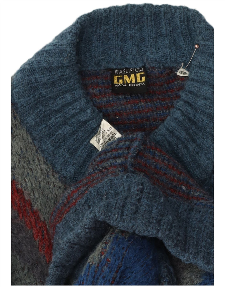 Pulover cardigan pentru bărbați Maglificio IT 48 Medium Blue Geometric Acrilic
