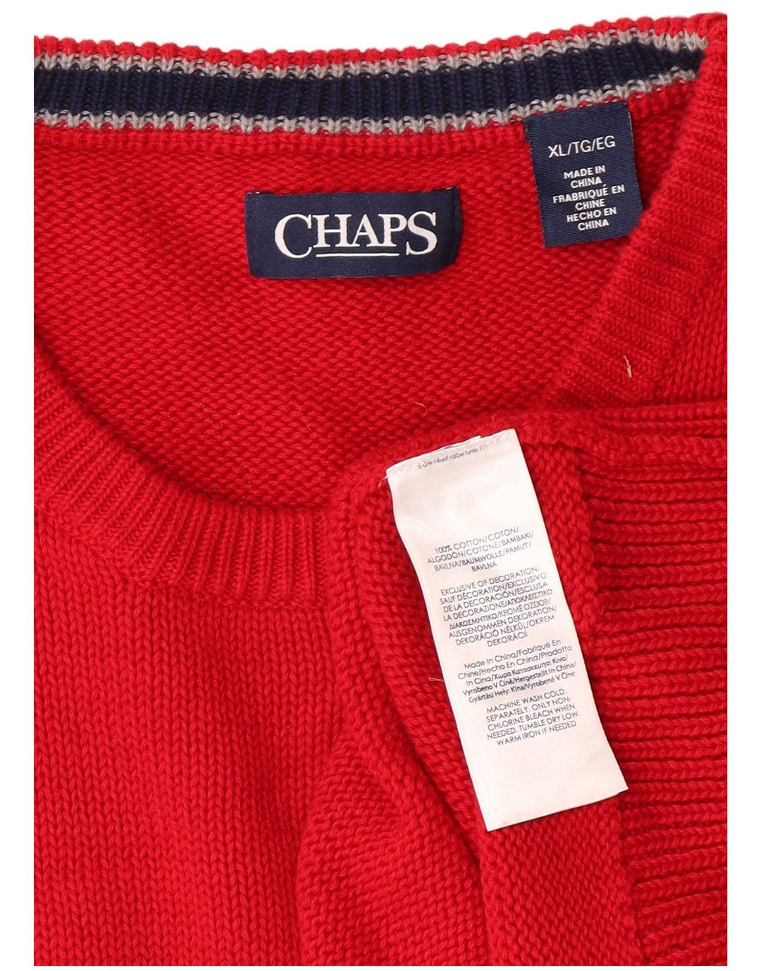 CHAPS Mens Crew Neck Jumper Sweater XL Red Cotton