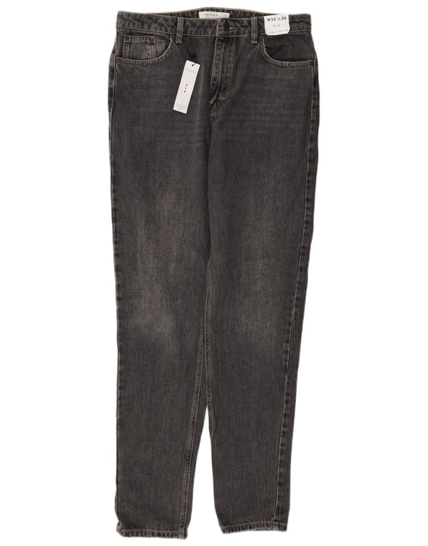 Topshop Blugi Mom Tapered pentru femei UK 14 Large W32 L36 Bumbac gri