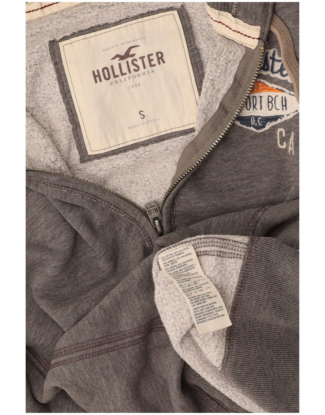 Pulover HOLLISTER pentru damă, cu fermoar cu grafic, bumbac, 10 UK