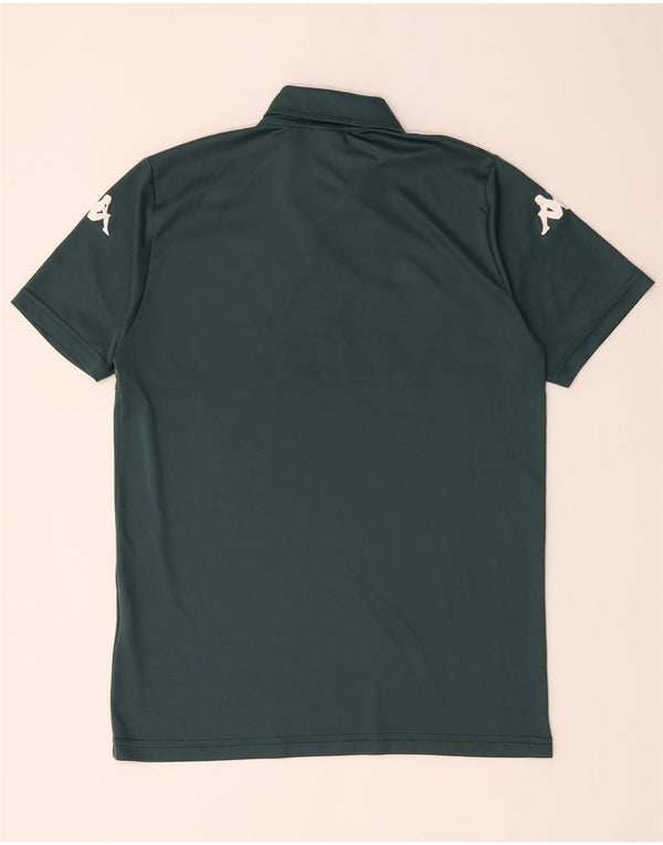 Tricou polo grafic pentru bărbați Kappa, verde mediu, poliester color bloc