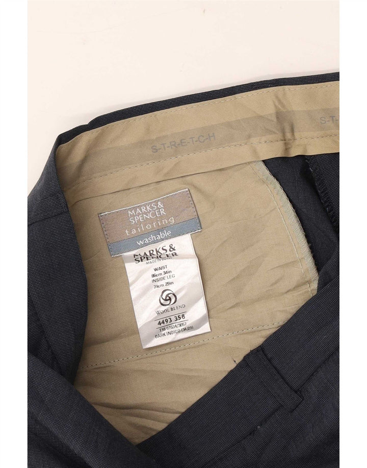 Marks & Spencer Pantaloni drepți pentru bărbați L34 L29 Poliester bleumarin