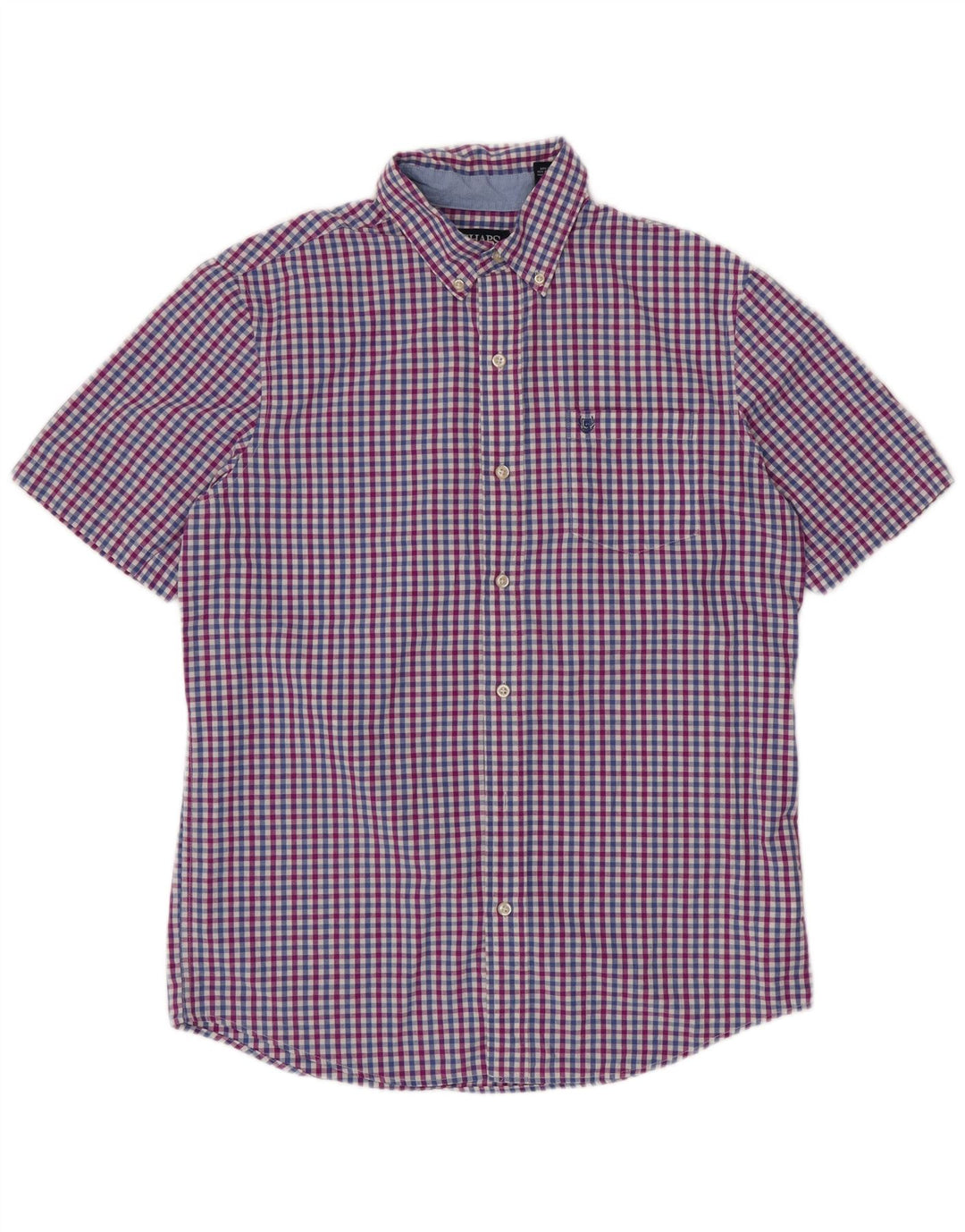 Cămașă cu mânecă scurtă pentru bărbați CHAPS, cu mânecă scurtă, albastru mediu, bumbac vichy