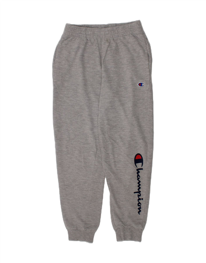 CHAMPION Boys Graphic Tracksuit Trousers Joggers 9-10 Years Medium Grey Vintage Champion and Second-Hand Champion from Messina Hembry 