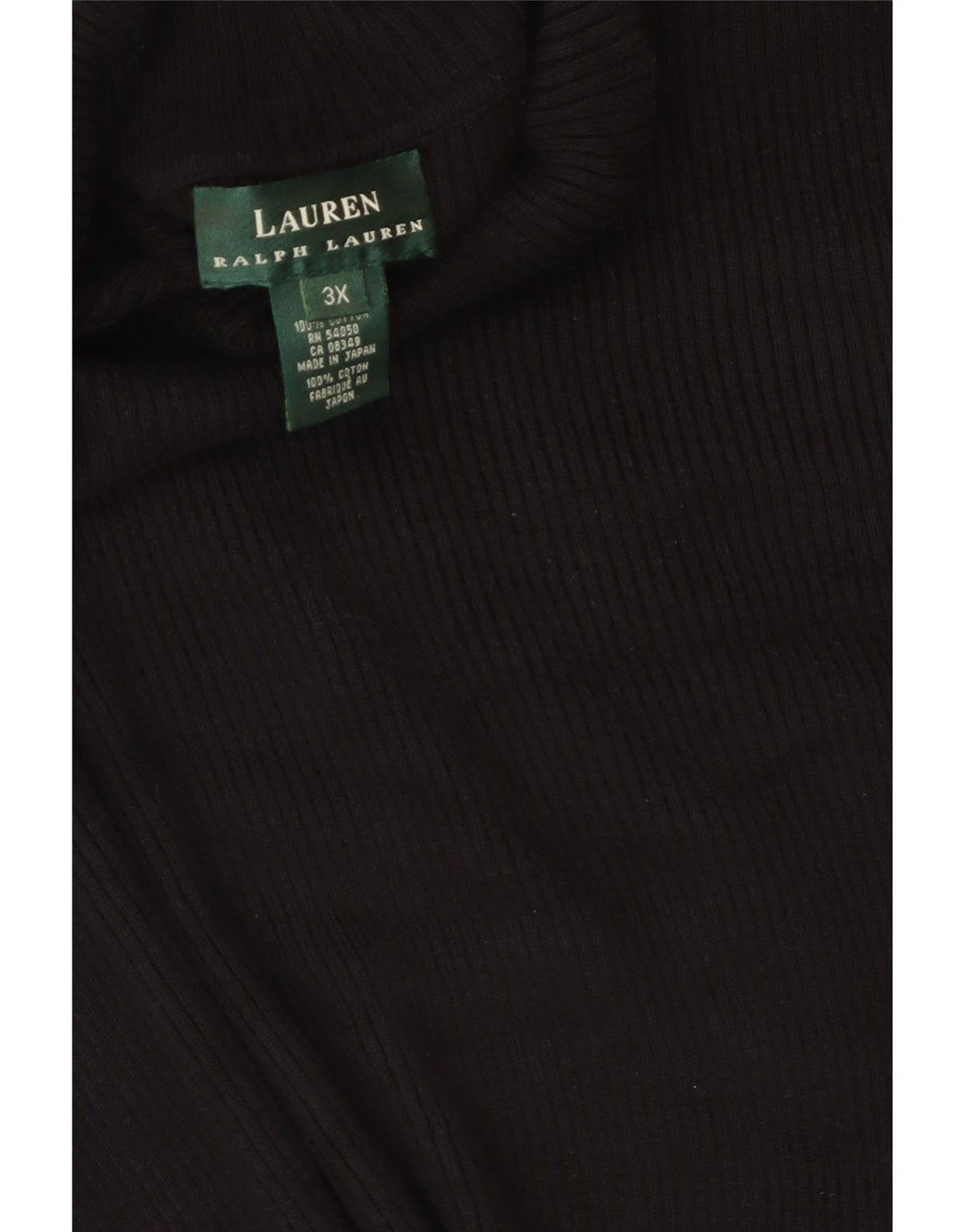 Pulover pentru femei Ralph Lauren cu gât rulat, UK 22 3XL, bumbac negru