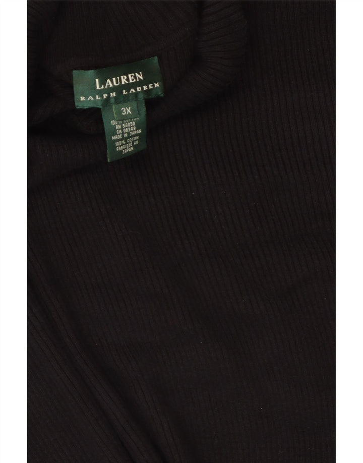 Pulover pentru femei Ralph Lauren cu gât rulat, UK 22 3XL, bumbac negru