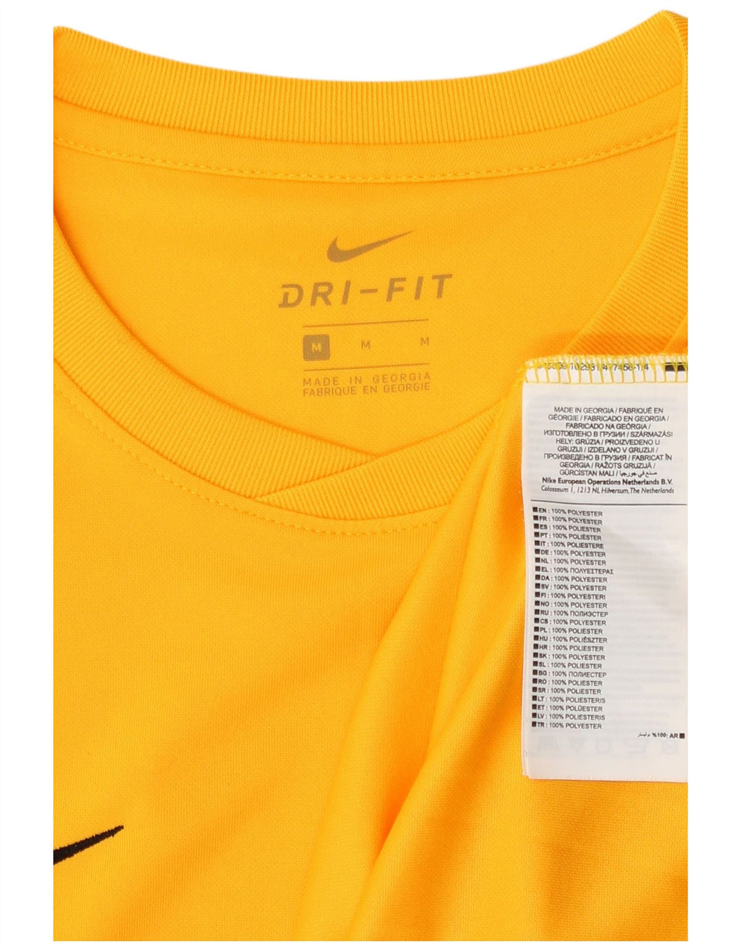 Top grafic Nike Dri Fit pentru bărbați cu mânecă lungă, poliester galben mediu