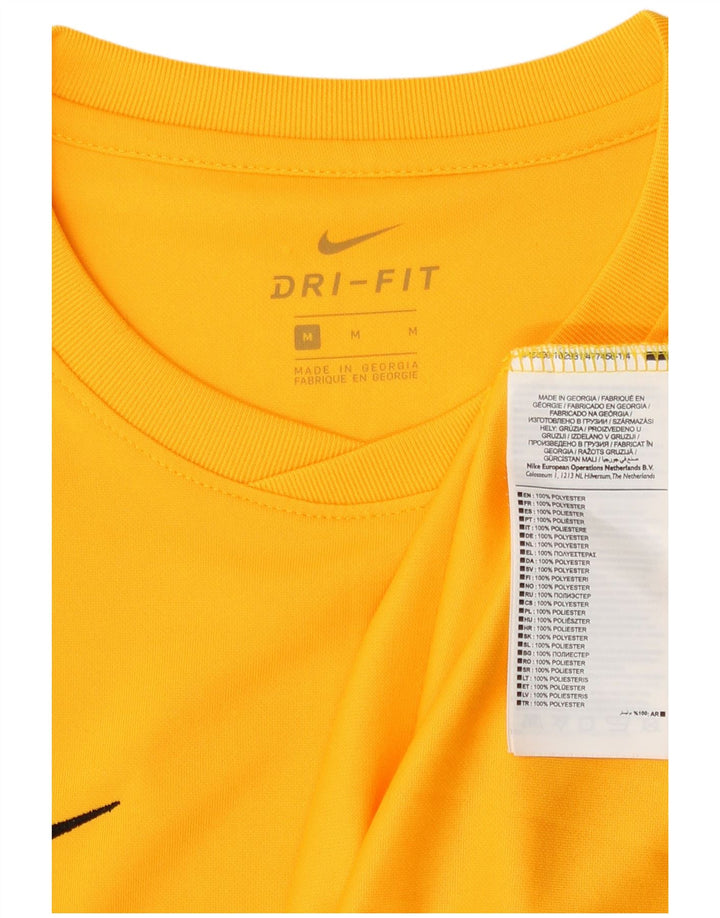 Top grafic Nike Dri Fit pentru bărbați cu mânecă lungă, poliester galben mediu
