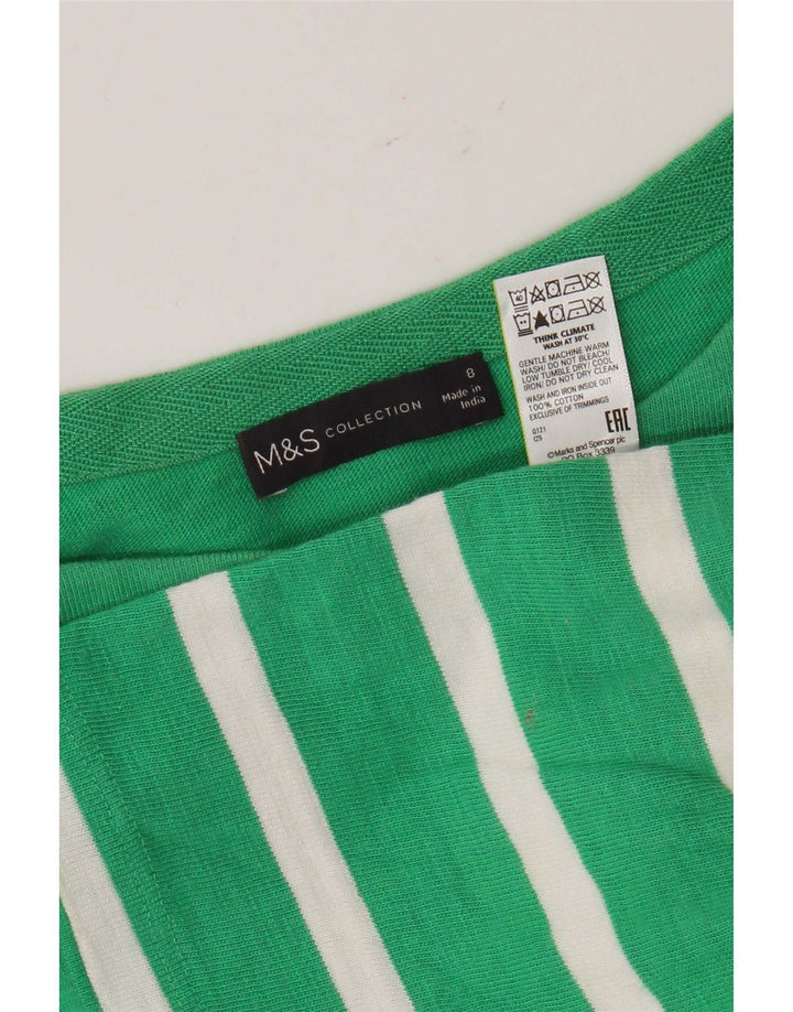 Top supradimensionat pentru femei Marks & Spencer, cu mâneci 3/4 UK 8, cu dungi verzi mici