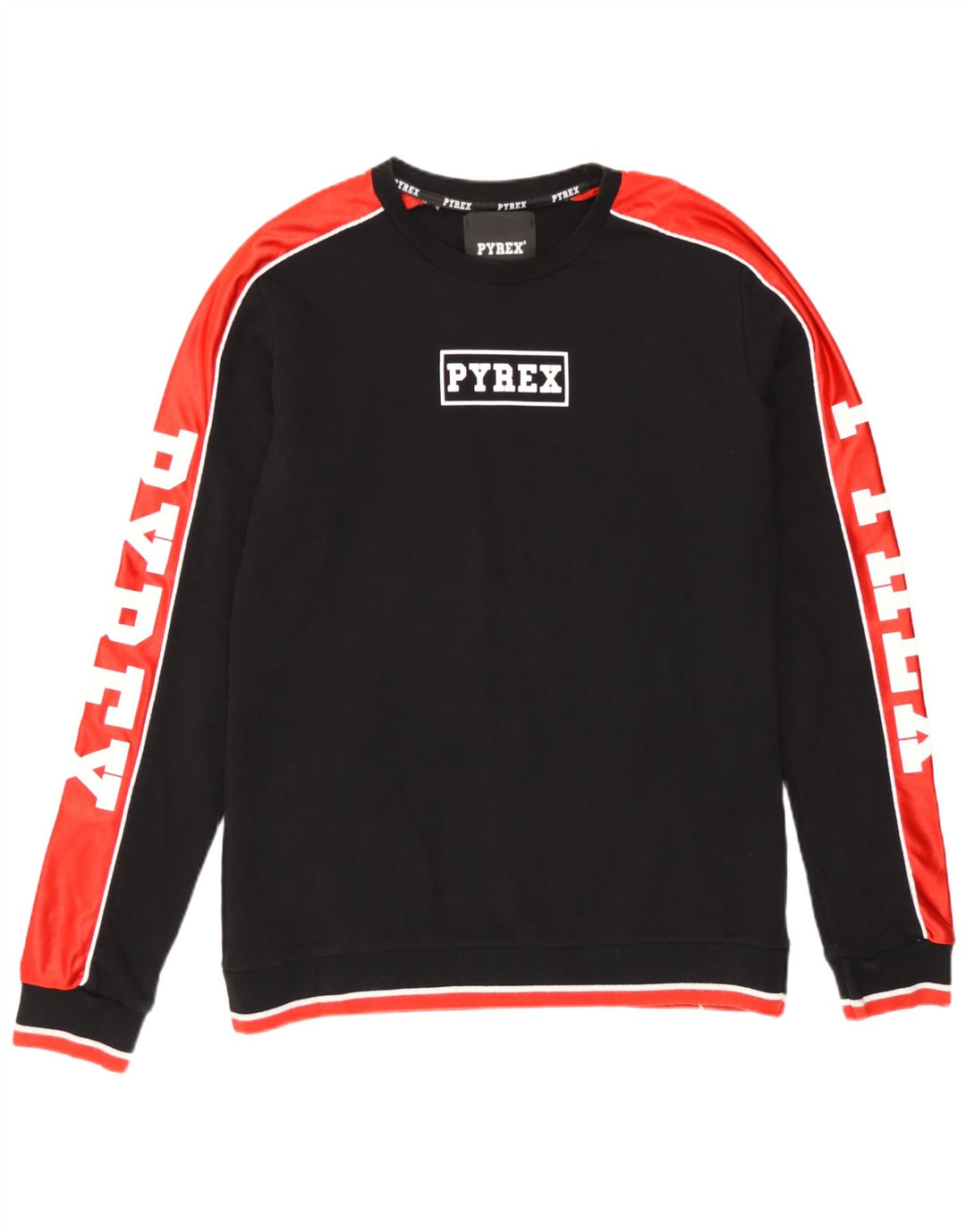 Pulover Pyrex pentru bărbați cu grafică, bumbac color bloc negru mediu
