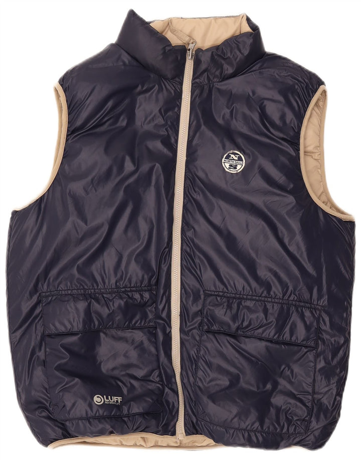 Gilet căptușit reversibil pentru bărbați North Sails UK 40, mare, bej, nailon