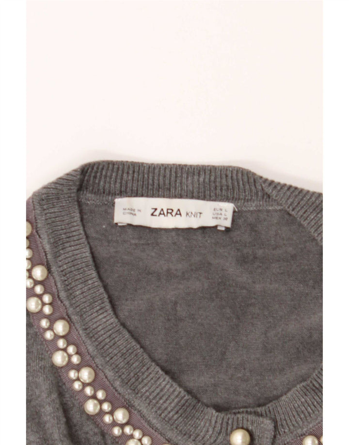 Pulover cardigan pentru femei Zara UK 14 mare gri