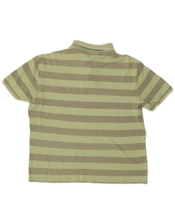 Tricou polo Asics pentru bărbați 2XL, bumbac cu dungi verzi