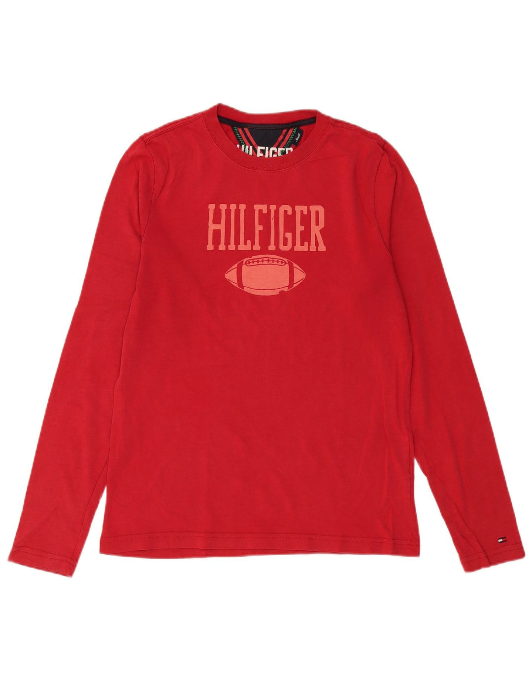 Top grafic pentru bărbați Tommy Hilfiger cu mânecă lungă din bumbac roșu mic
