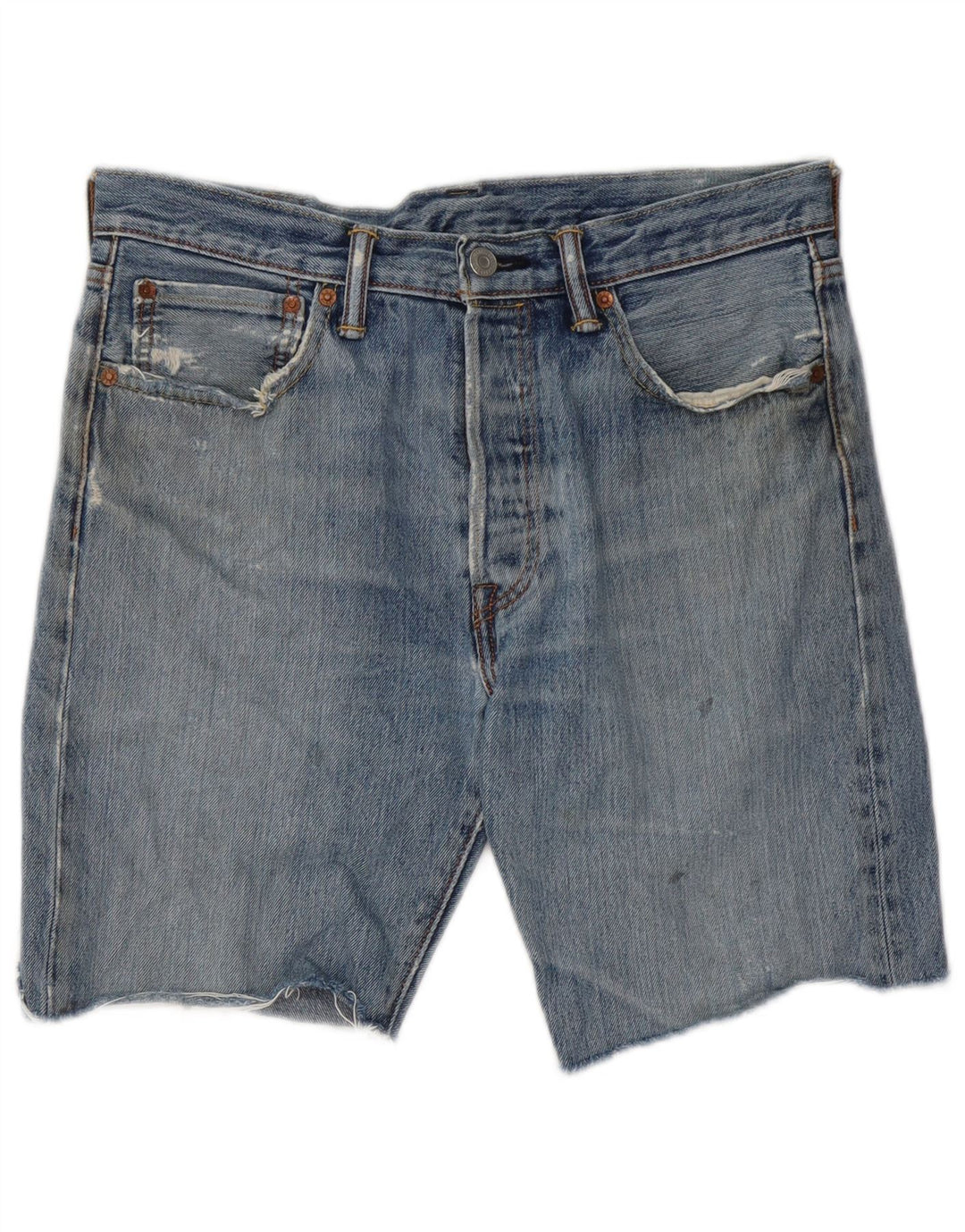 Pantaloni scurți Levi's 501 Distressed Denim W32 Bumbac albastru mediu