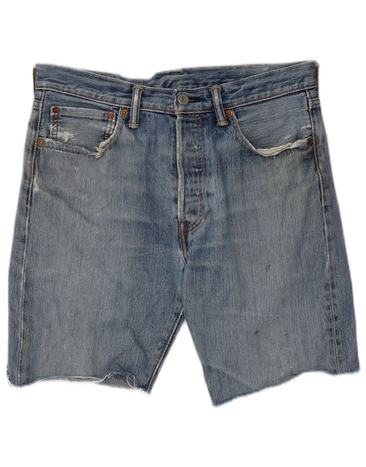 Pantaloni scurți Levi's 501 Distressed Denim W32 Bumbac albastru mediu