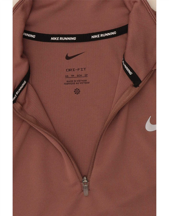 Top de trening Nike Dri Fit Zip Neck Pullover pentru femei UK 6 XS roz