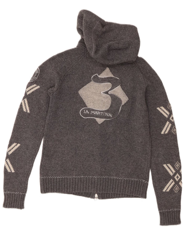 Pulover cardigan grafic pentru femei La Martina UK 10 Small Gri Geometric