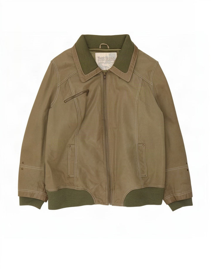 Jachetă din piele pentru bărbați Zizzi UK 36 Small Khaki