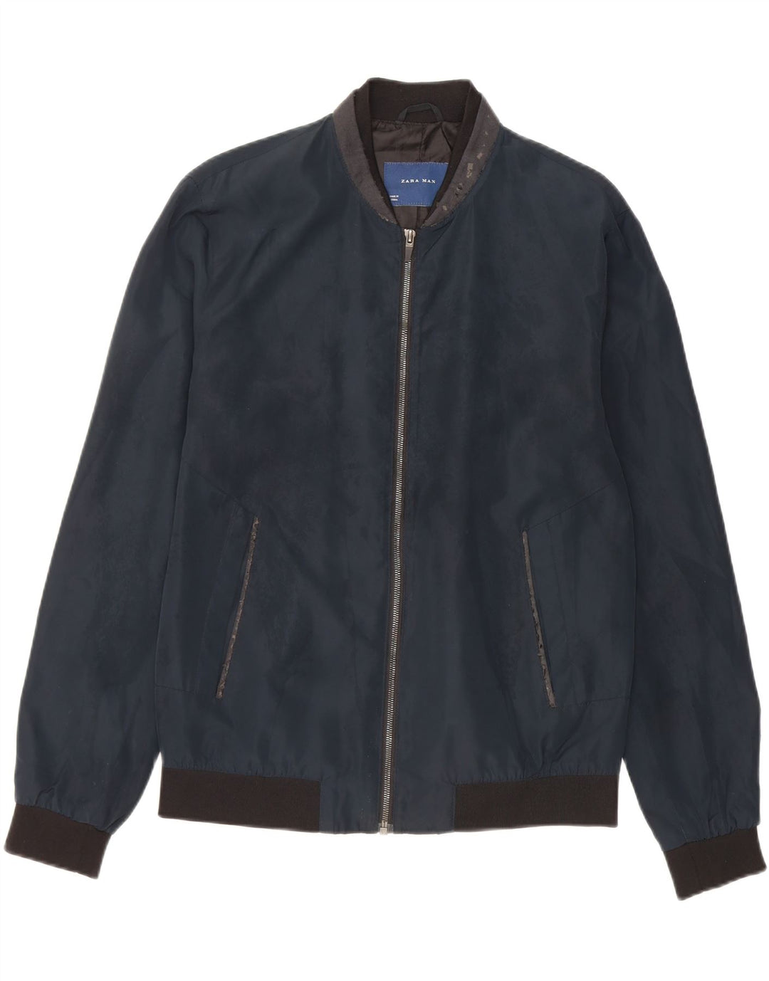 Bomber pentru bărbați Zara UK 40 mare, albastru, poliester