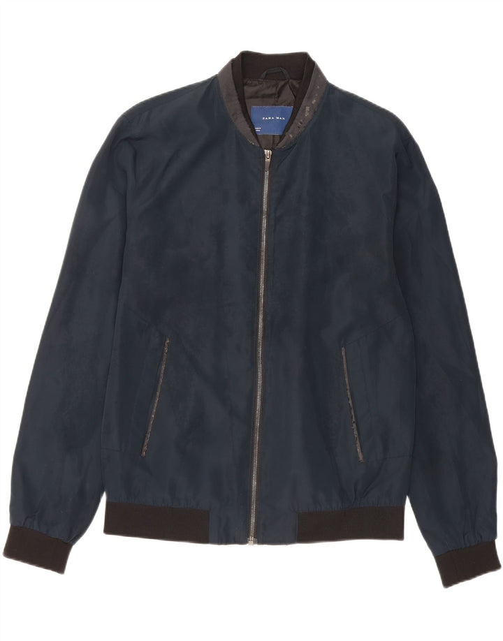 Bomber pentru bărbați Zara UK 40 mare, albastru, poliester
