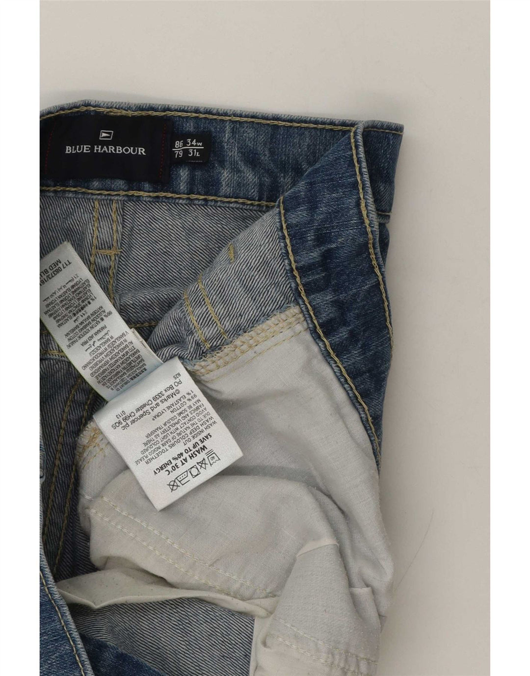 Blugi drepti pentru bărbați Marks & Spencer Blue Harbour W34 L31 bumbac