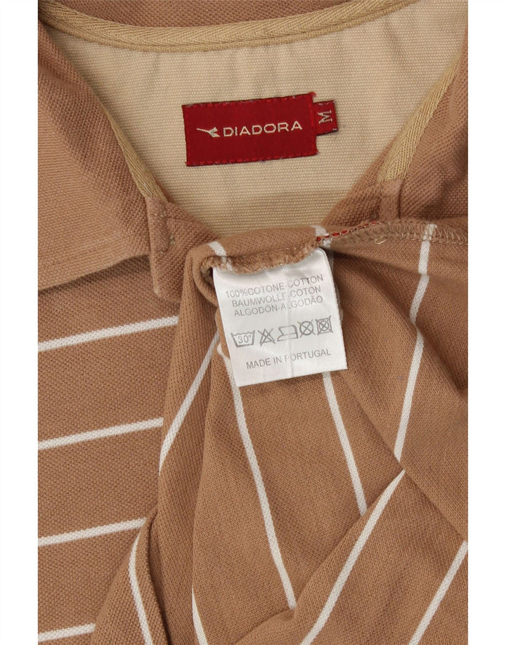 Tricou polo pentru bărbați Diadora, bumbac cu dungi, bej mediu