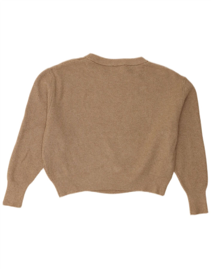 Pulover de damă Zara Crop oversize cu gât de barcă UK 14 Maro Mediu