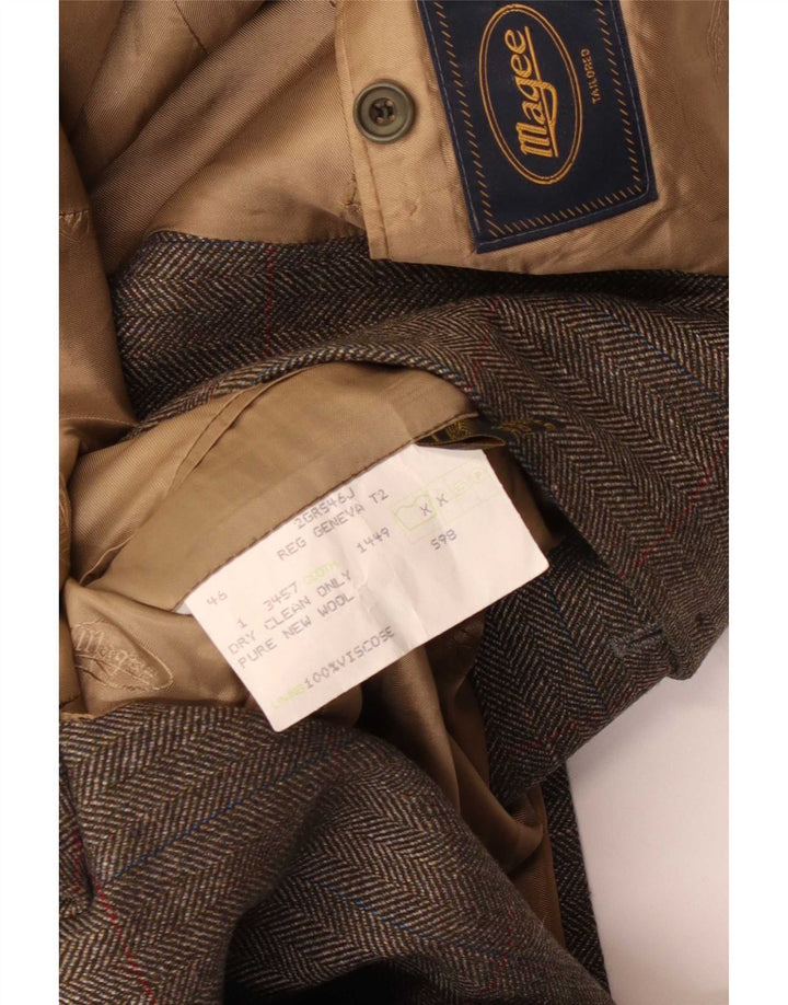 Blazer pentru bărbați Magee, cu 2 nasturi, UK 46 3XL, lână nouă, gri, în spină de pește