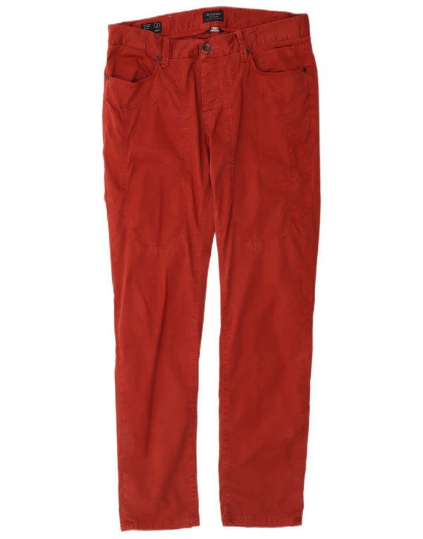 Jeckerson Womens Slim Fit Casual Trousers W34 L33 Red Cotton