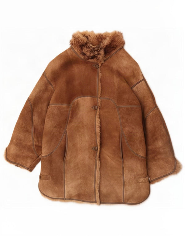 Lavorazione Artigiana Womens Shearling Jacket UK 12 Medium Brown