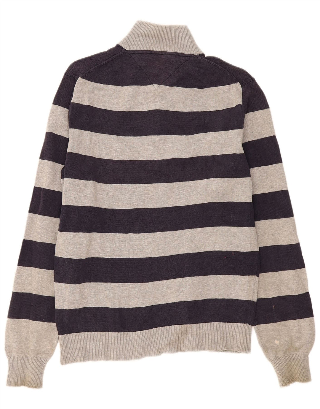 Pulover Tommy Hilfiger pentru bărbați, cu fermoar și gât, bumbac cu dungi, gri mediu