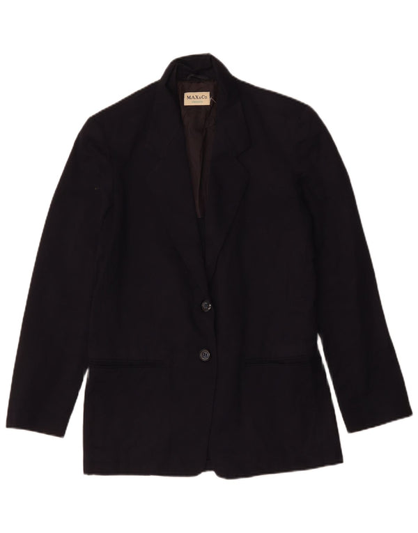 Blazer pentru femei Max & Co. Jachetă cu 2 nasturi UK 12 Bumbac, albastru bleumarin mediu