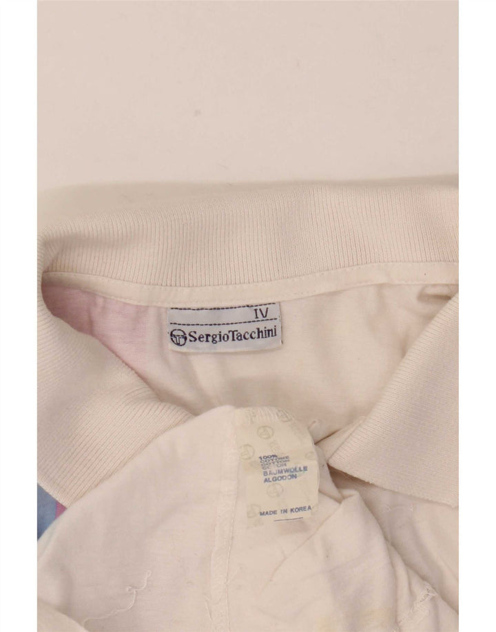 Sergio Tacchini tricou polo cu grafică pentru bărbați, bumbac alb mediu