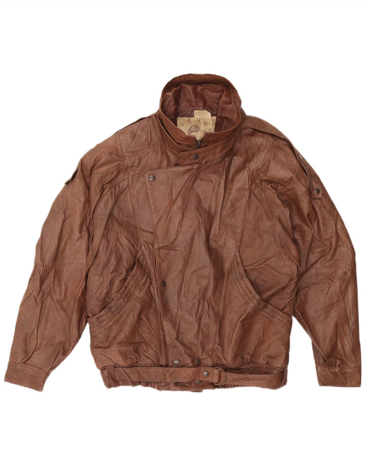 Jachetă de piele pentru bărbați VINTAGE IT 52 XL maro