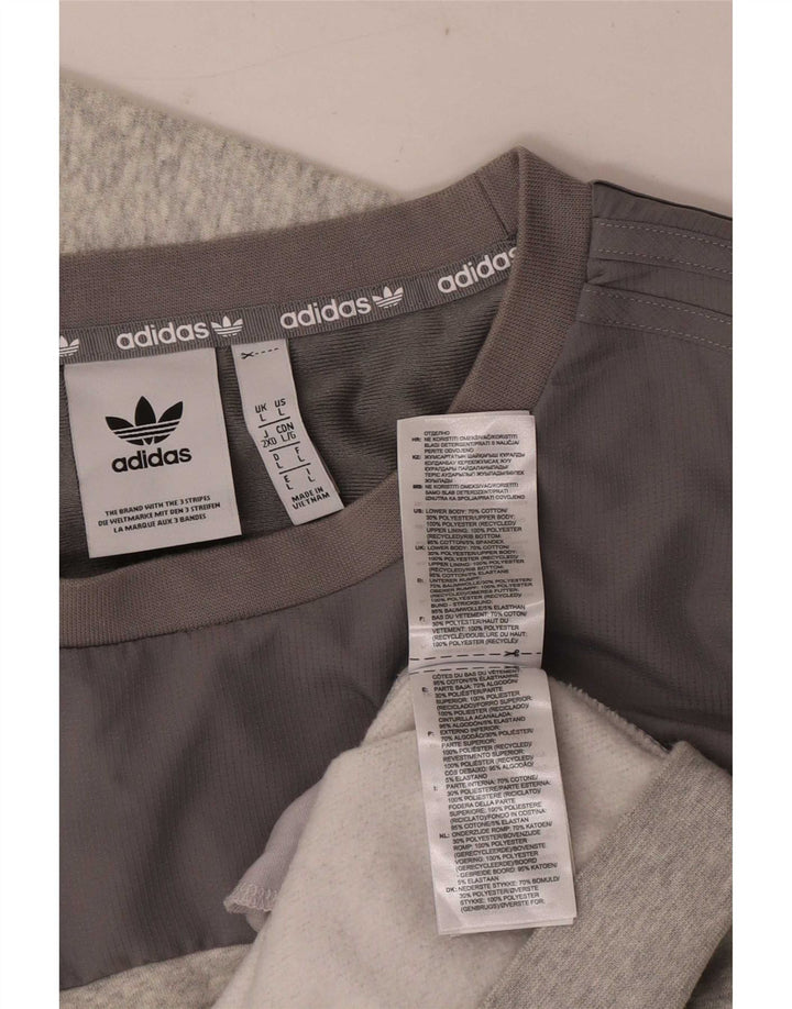 Hanorac pentru bărbați Adidas Jumper mare, gri, bumbac color bloc