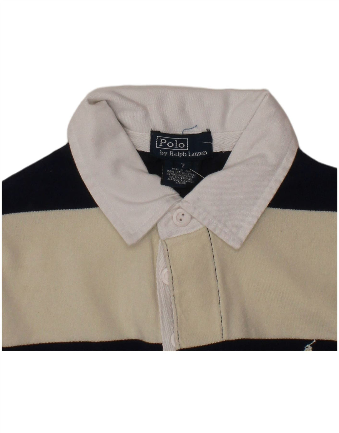 POLO RALPH LAUREN Tricou polo rugby pentru băieți 6-7 ani în dungi alb