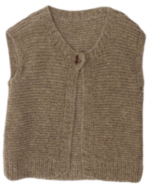 Pulover Cardigan fără mâneci Vintage pentru femei UK 14 Gri mediu