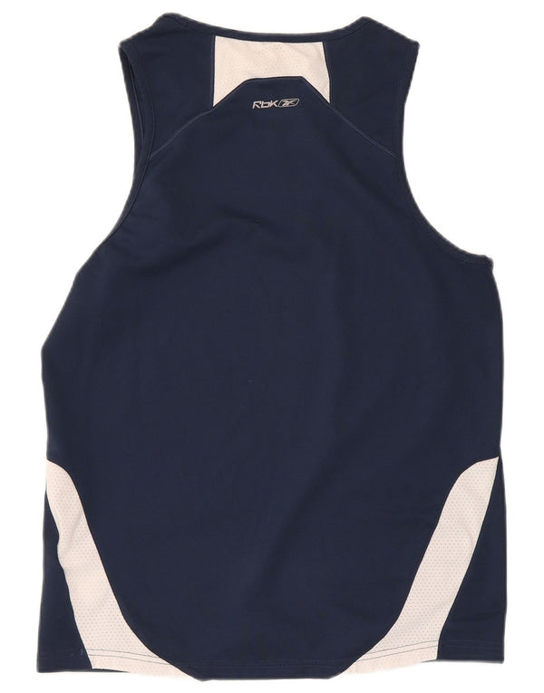 Reebok Womens Vest Top UK 12 Medium Navy Blue Colourblock Polyester