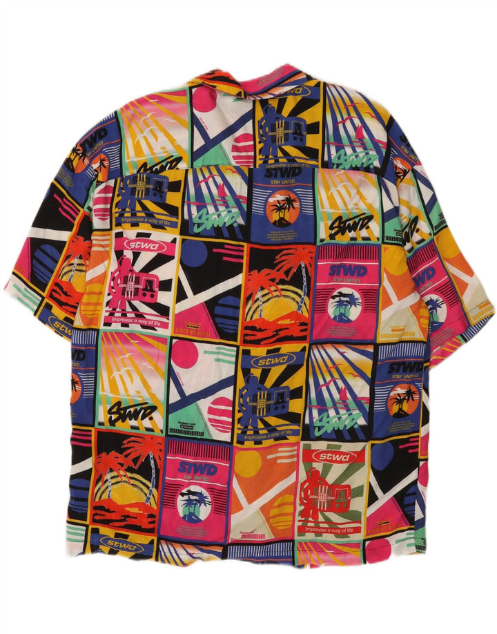 Cămașă cu grafică STWD Pull & Bear pentru bărbați, multicoloră, cu patchwork hawaian