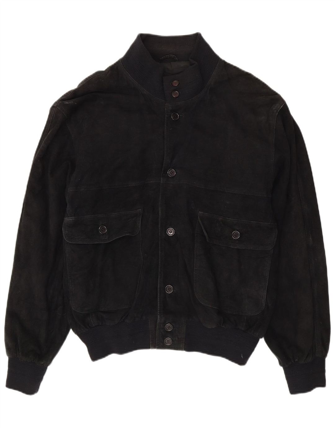 Bomber vintage pentru bărbați de piele intoarsă UK 40, mare, neagră