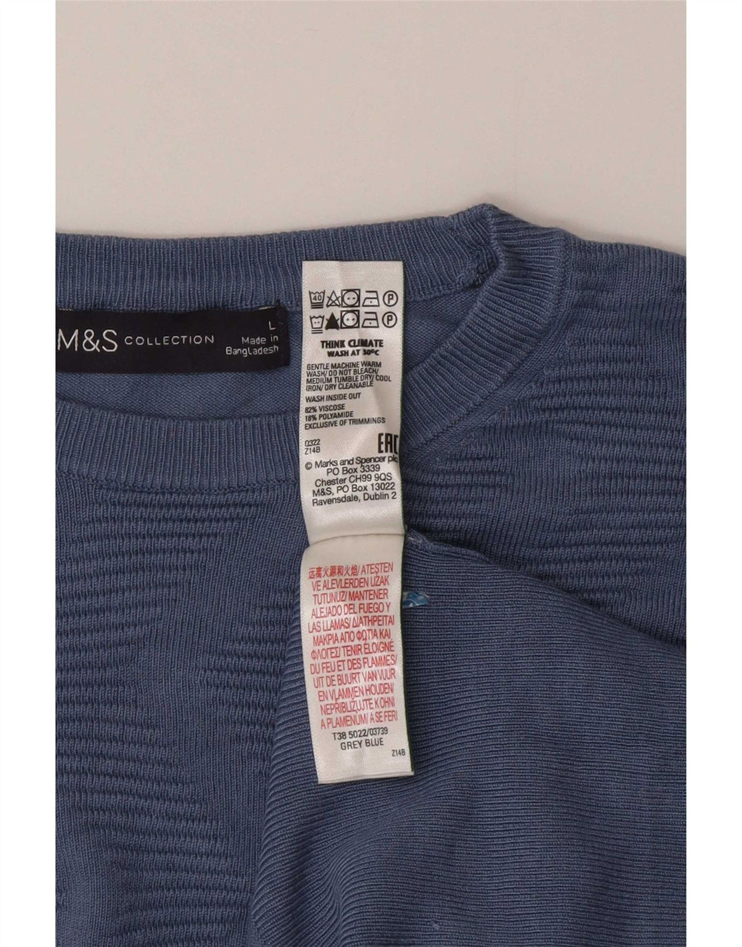 Pulover pentru femei Marks & Spencer cu decolteu triplu UK 16 Large Blue