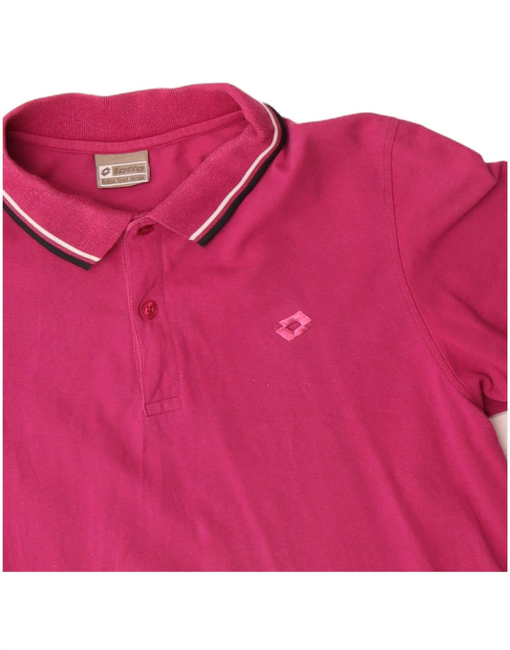 Tricou polo pentru bărbați LOTTO, bumbac roz mediu