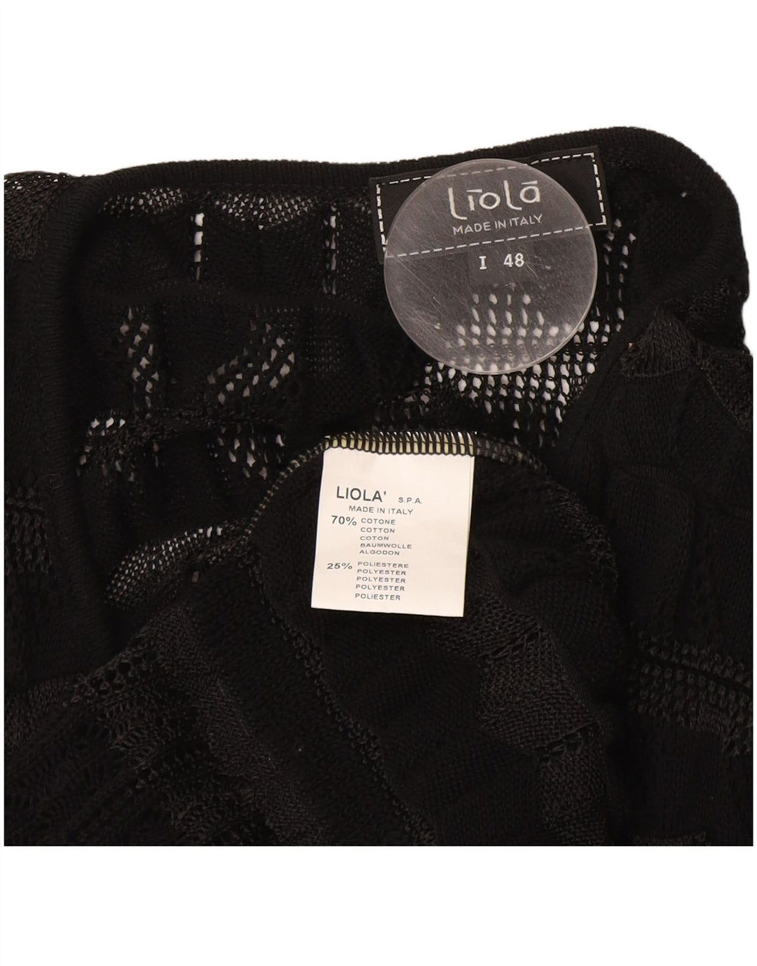 Pulover cardigan cu mânecă scurtă pentru femei Liola IT 48 XL cu dungi negre
