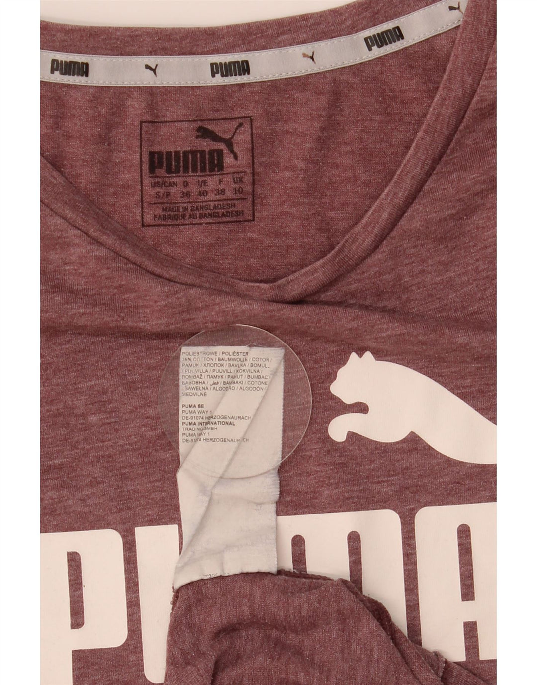 Tricou grafic Puma pentru femei Top UK 10 Small Maroon Polyester