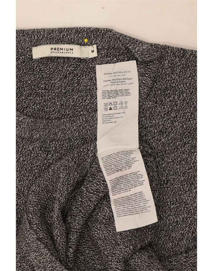 Pulover Jack & Jones pentru bărbați cu gât roșu, bumbac cu pete, gri mediu